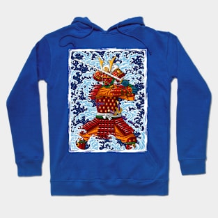 Samurai battling the wave Hoodie